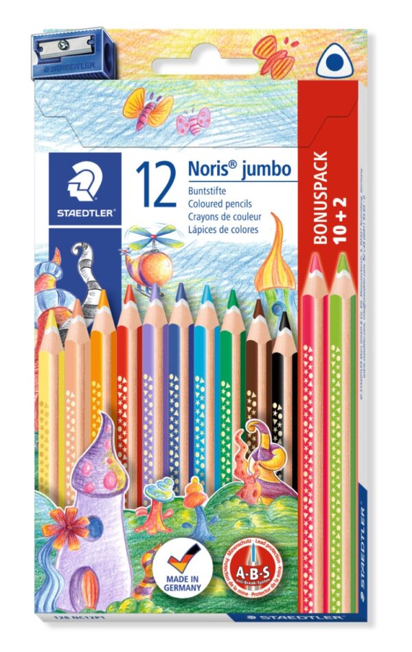 Цветни м-ви Staedtler NC 128 Jumbo, 10+2цв + остр.