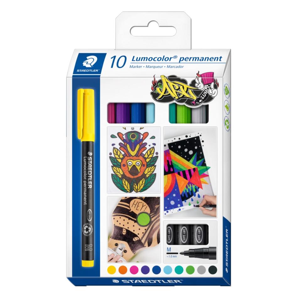 Комплект маркери Staedtler Lumocolor 317 OHP M, 10 цвята