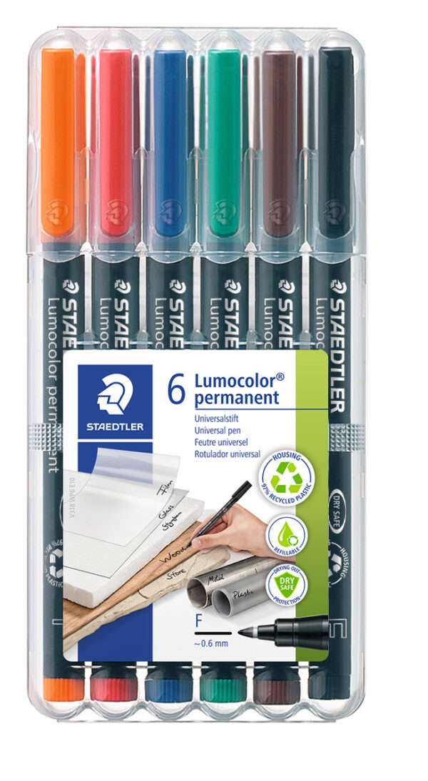 Комплект маркери Staedtler Lumocolor 318 OHP F, 6 цвята