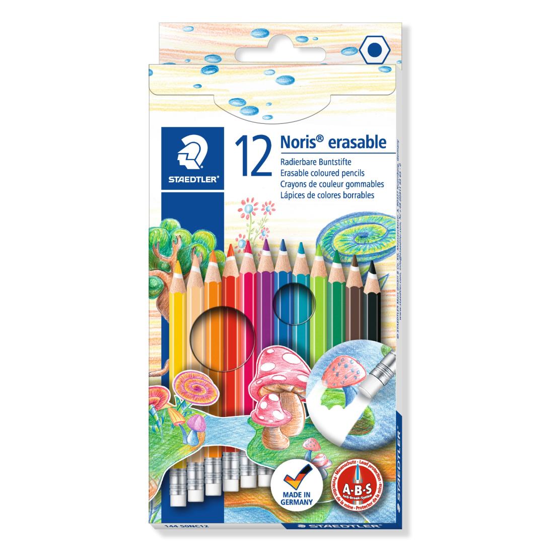 Цветни моливи Staedtler NC 144 50 с гума, 12 цвята