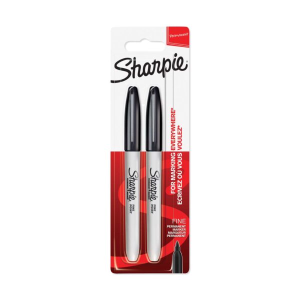 Перманентен маркер Sharpie, F, черен, 2 бр блистер