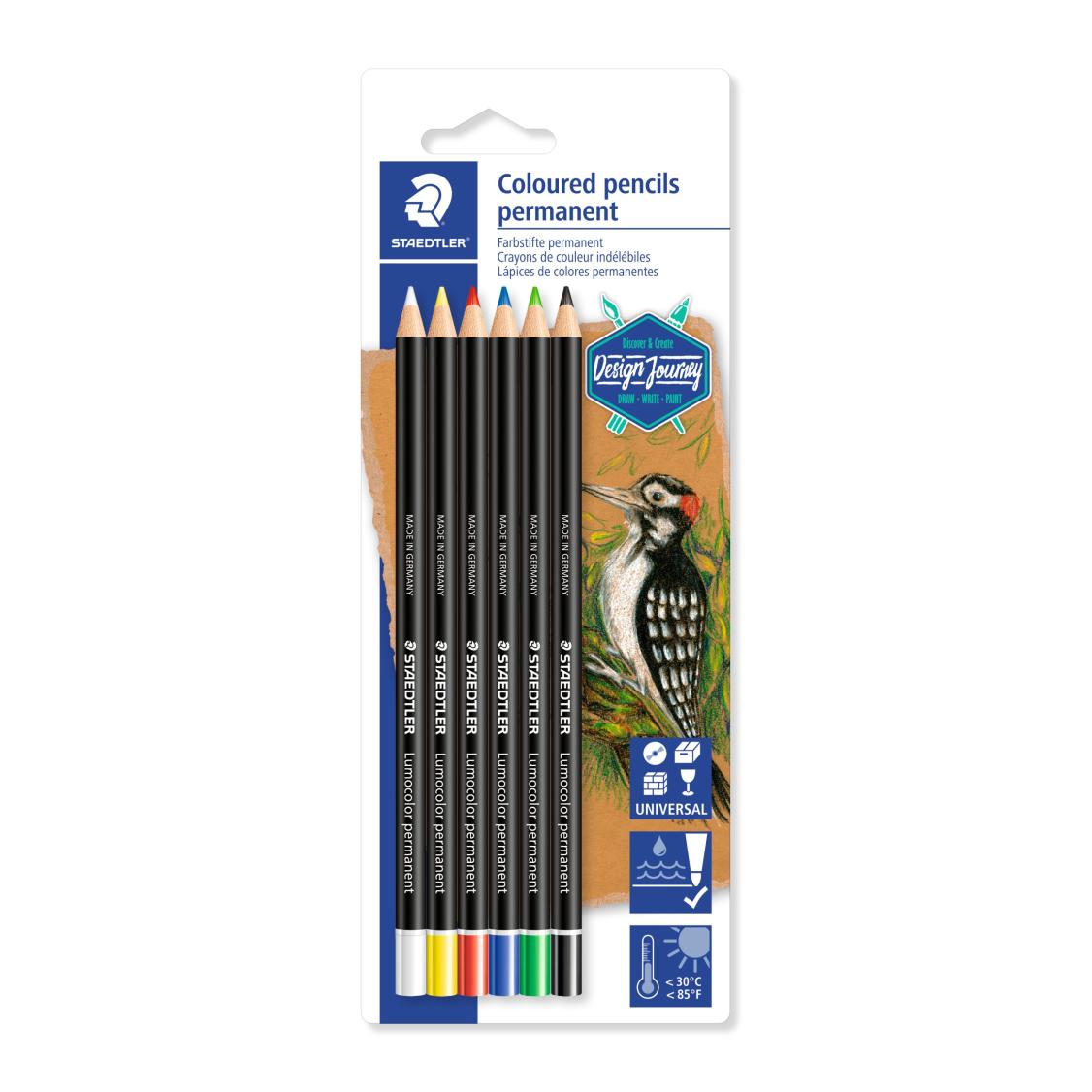 Пeрманентни моливи Staedtler Design Journey  Lumocolor, 6 цвята