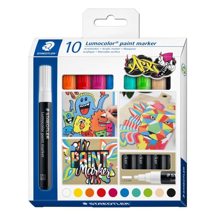 Комплект маркери Staedtler Lumocolor Paint 349,акрилни,10цвята