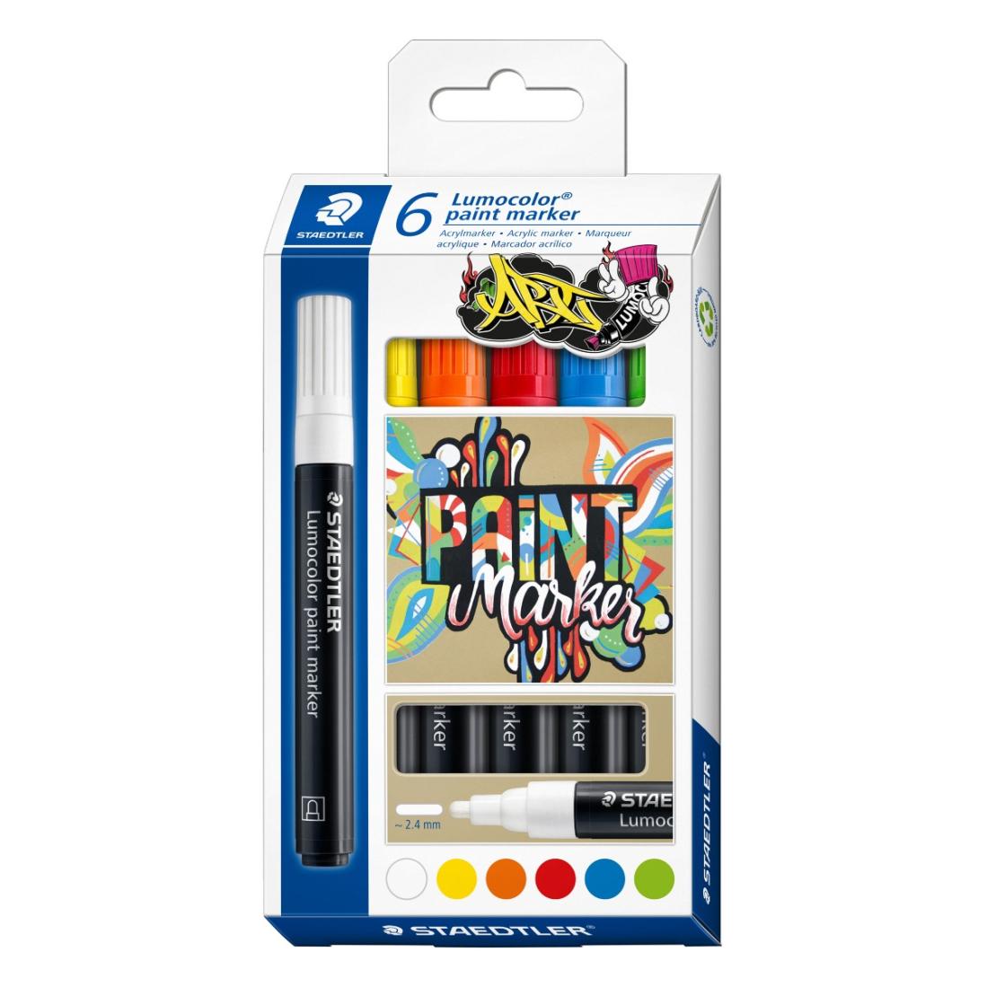 Комплект маркери Staedtler Lumocolor Paint 349,акрилни,6 цвята