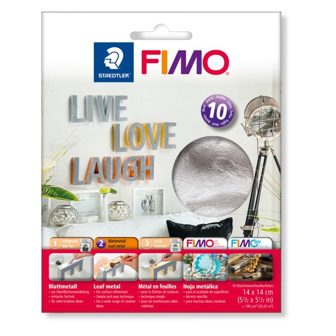 Метално фолио за декорация Staedtler Fimo 8781,10 листа, сребристо