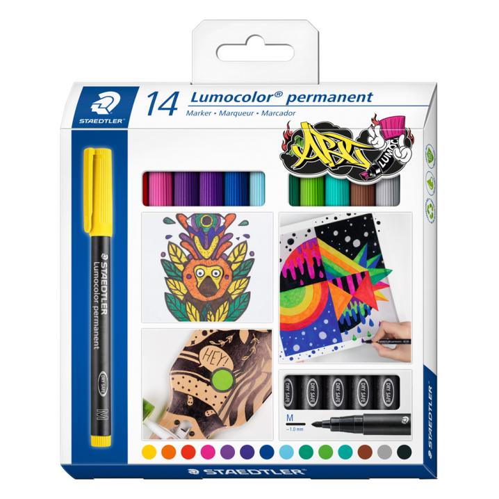 Комплект маркери Staedtler Lumocolor 317 OHP M, 14 цвята