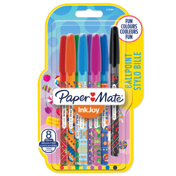 Химикалка Papermate InkJoy Wrap 100 ST, 8 цвята, candy pop