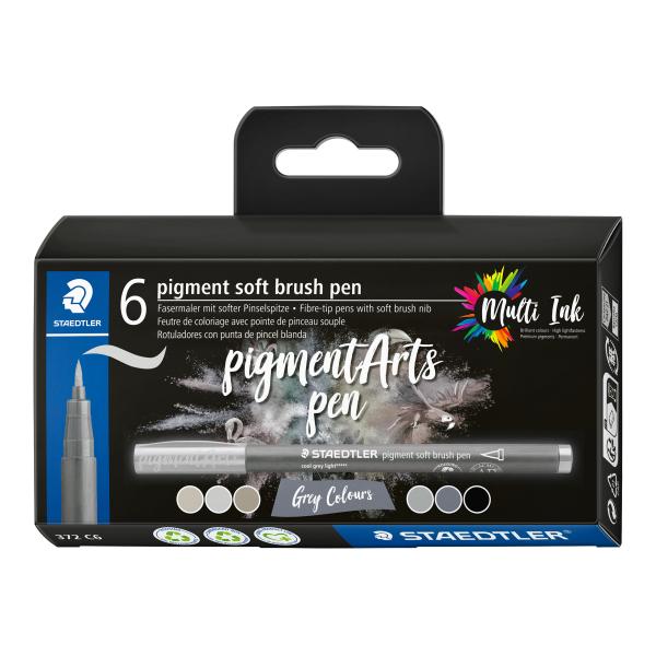 Флумастри Staedtler Pigment soft Brush 372, 6 цвята