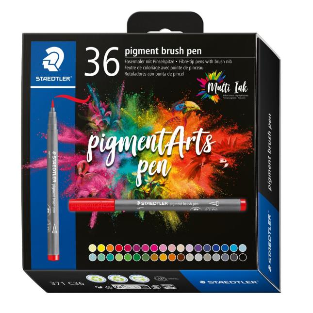 Флумастри Staedtler Pigment Brush 371, 36 цвята