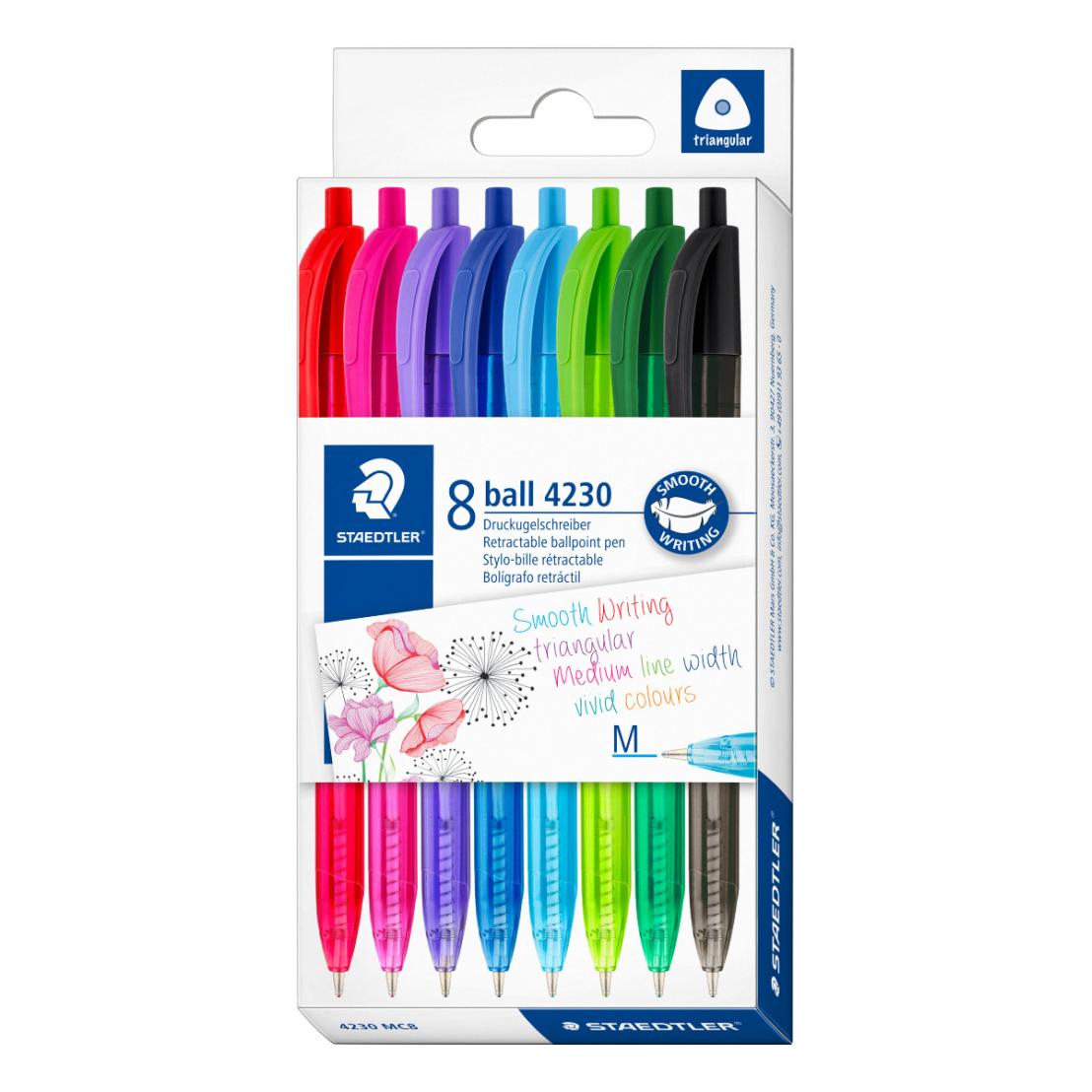 Химикалка Staedtler 423 триъг, с мех, оп.8, асорти