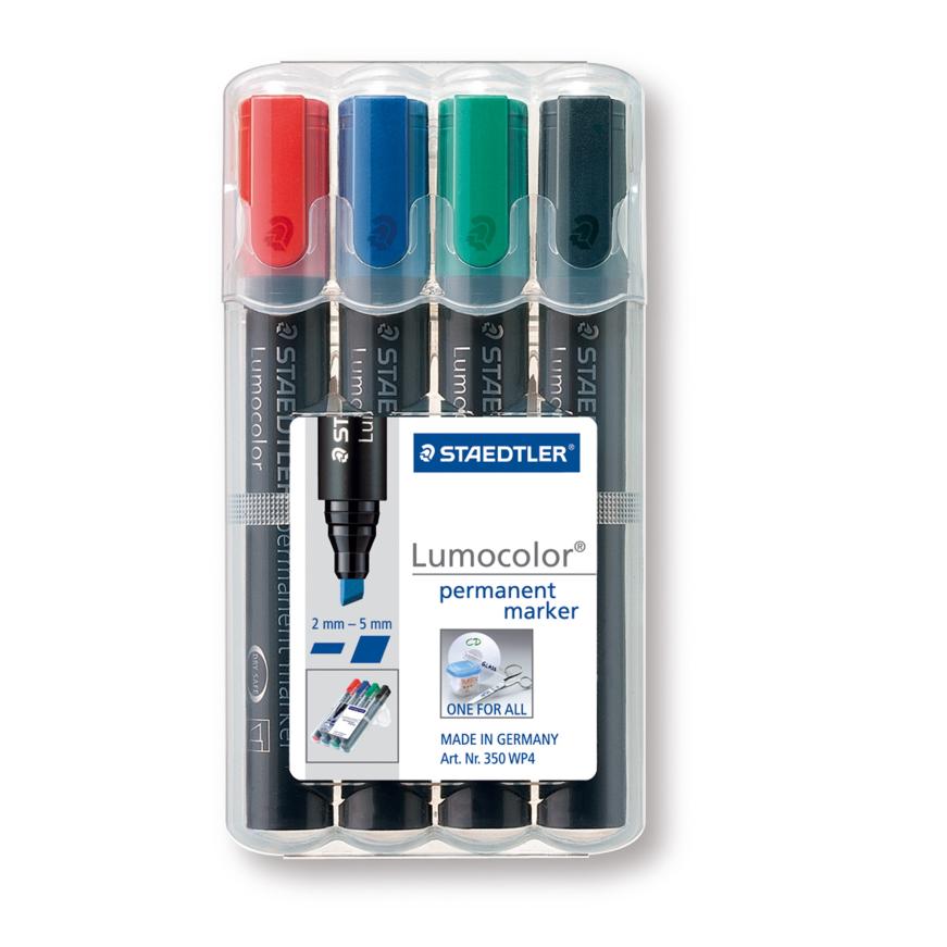 Комплект Маркери Staedtler Lumocolor 350,перм,скосен в 4цв