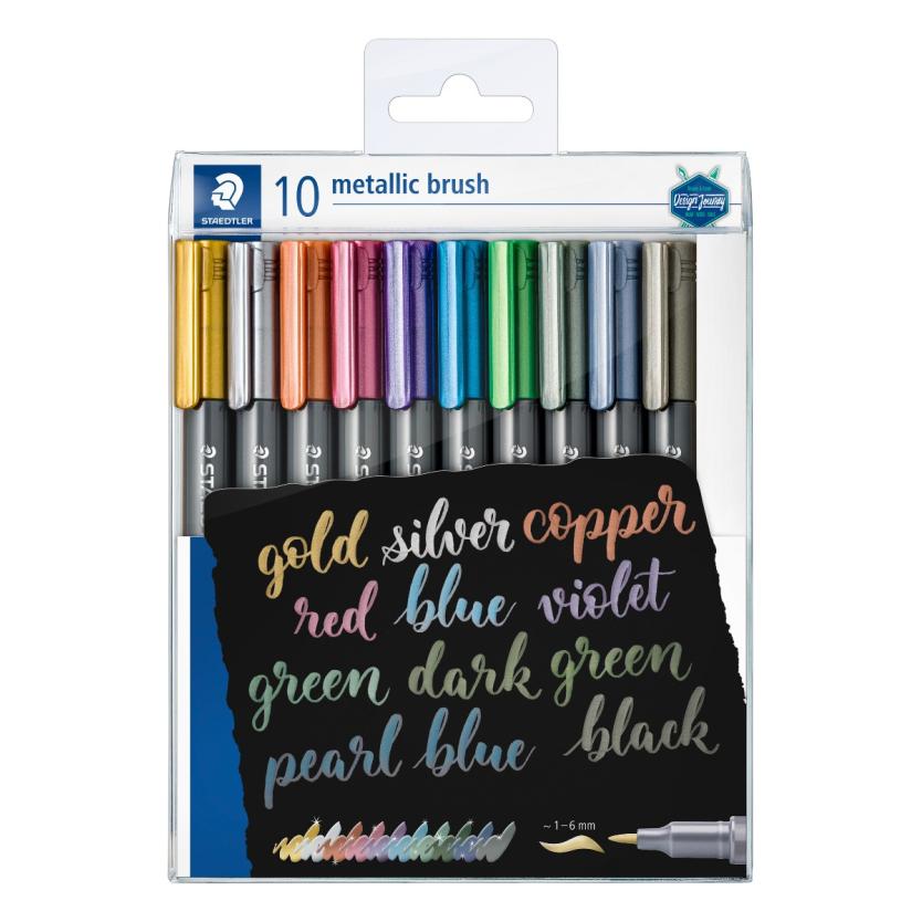 Маркери Staedtler Metallic brush, 1-6 mm, 10 цвята