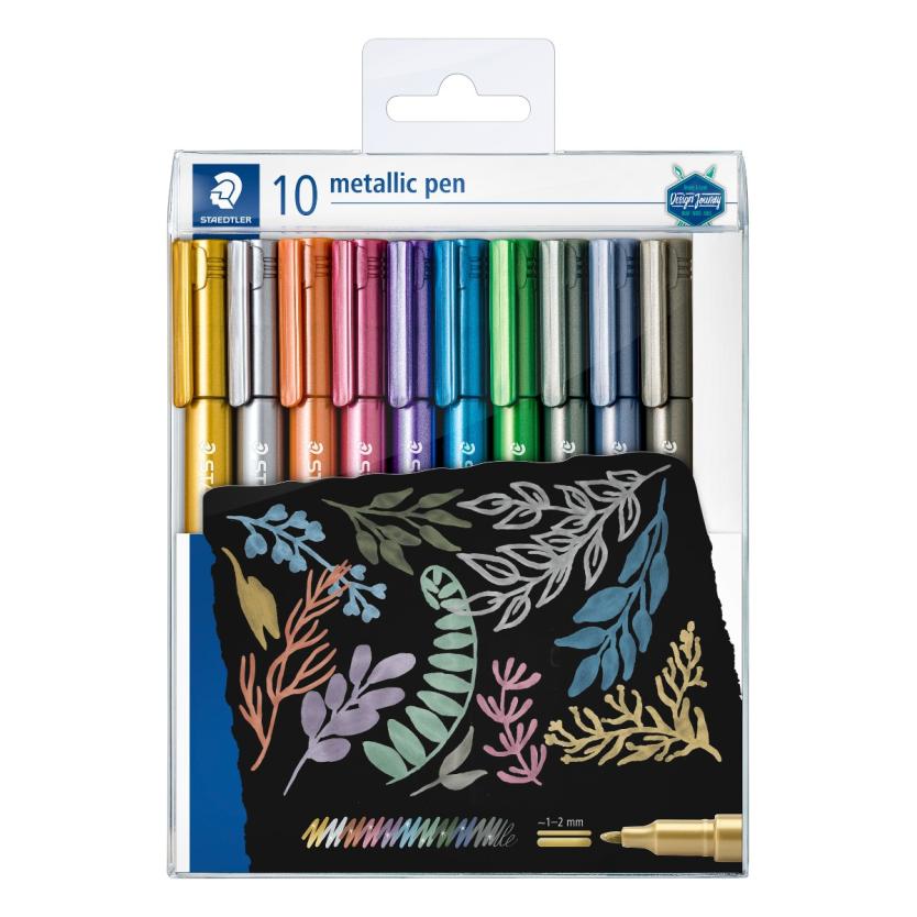 Маркери Staedtler Metallic, объл връх, 1-2 mm, 10 цвята