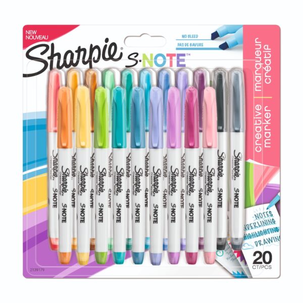 Комплект маркери Sharpie S-Note, 20 цвята, блистер - Image 2