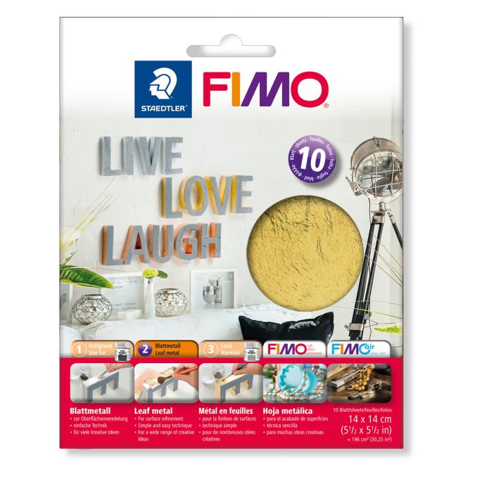 Метално фолио за декорация Staedtler Fimo 8781,10 листа, златно