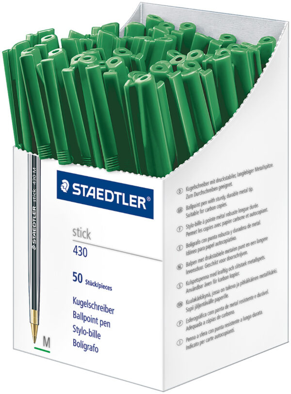 Химикалка Staedtler Stick 430 М,оп.50 броя, зелена - Image 2