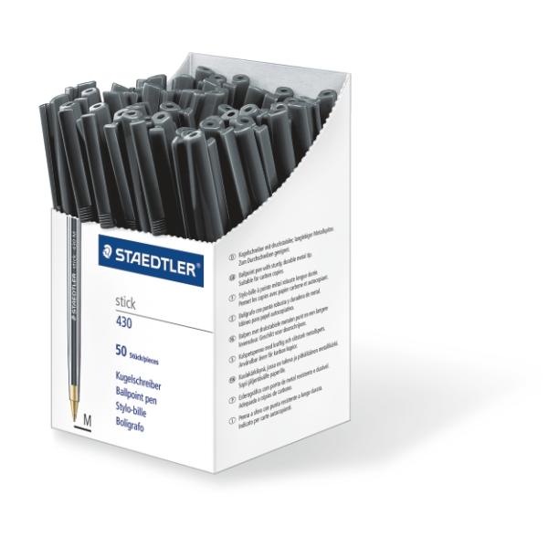 Химикалка Staedtler Stick 430 М,опаковка 50 броя, черна - Image 2