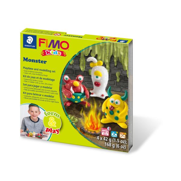 Комплект глина Staedtler Fimo Kids, 4x42g, Monster