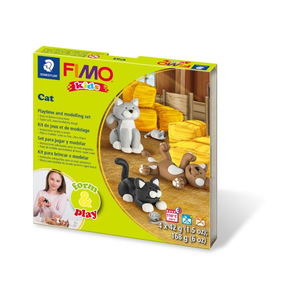 Комплект глина Staedtler Fimo Kids, 4x42g, Cat