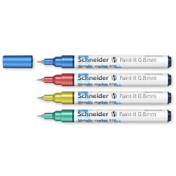 Маркер покриващ металиков объл 010, 0.8 мм, 4 основни цвята