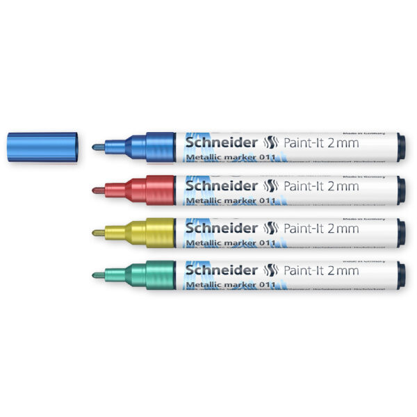 Маркер покриващ металиков объл 011, 2 мм, 4 основни цвята