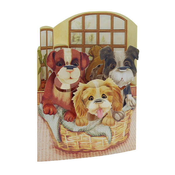 Картичка Puppies In A Basket, Swing Cards